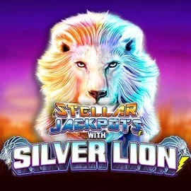 Jackpots logo of Stellar Jackpots with Silver Lion from Lightning Box Game at Playboom24 Casino
